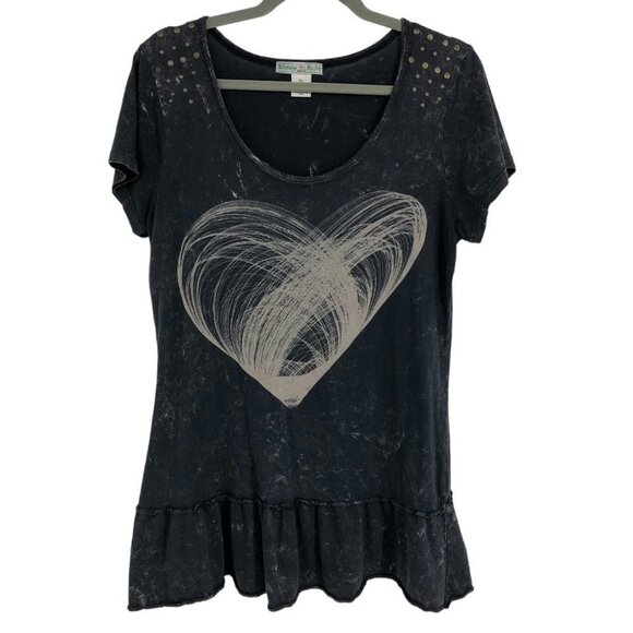 Vintage Susie Petite Spirograph Heart Short sleeve Black T-shirt Size  PL - Picture 1 of 12